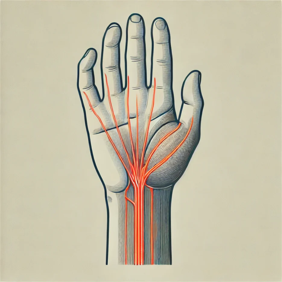 EMG test for carpal tunnel syndrome showing nerve compression in wrist